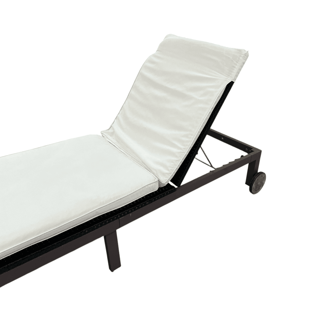 Costway Brown Back Adjustable Rattan Chair Chaise Recliner with Beige Cushions - Thumbnail 12