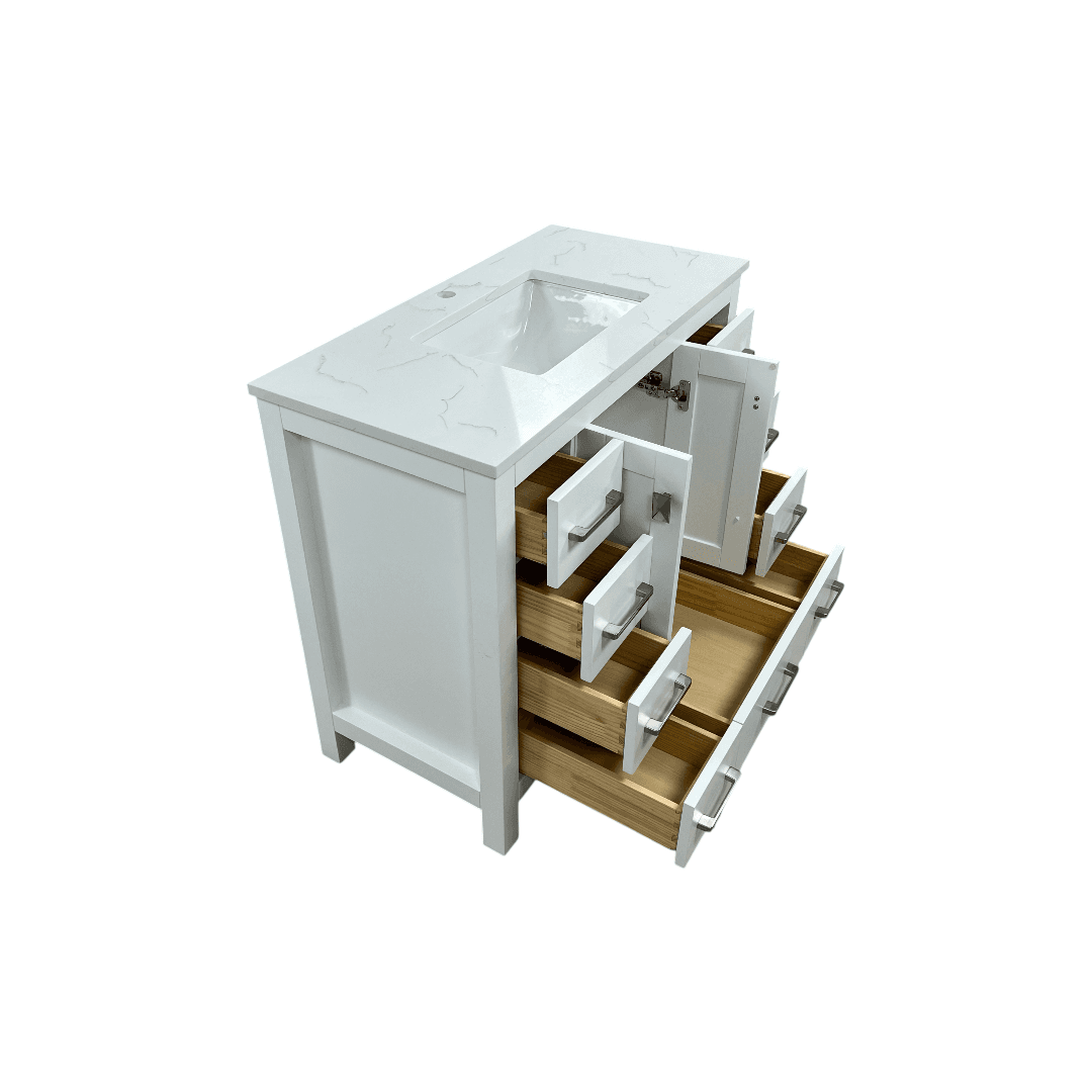Latitude Run Ethyn Bathroom Vanity with White Carrara Countertop and Undermount Porcelain Sink - Thumbnail 16