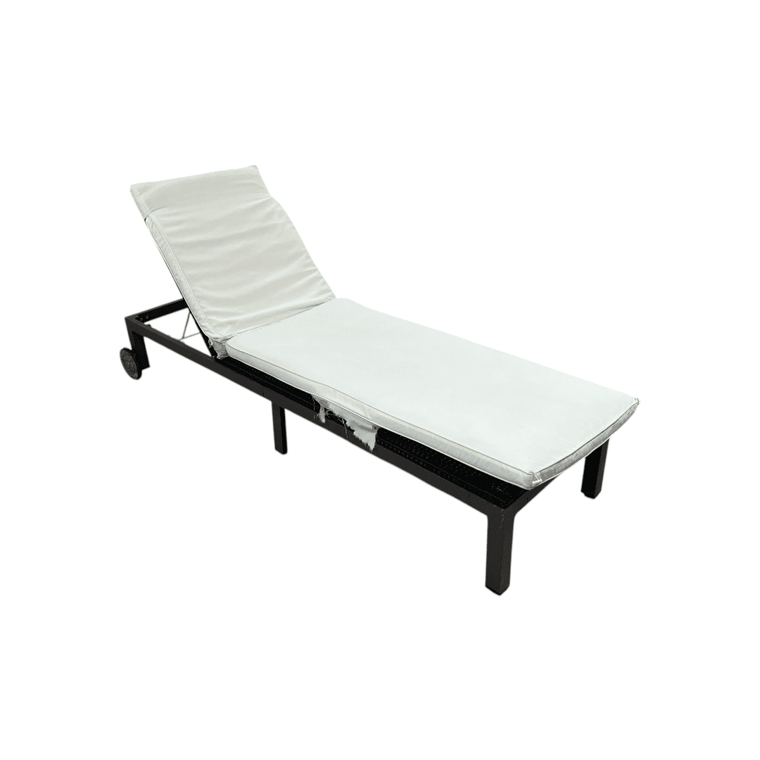 Costway Brown Back Adjustable Rattan Chair Chaise Recliner with Beige Cushions - Thumbnail 6