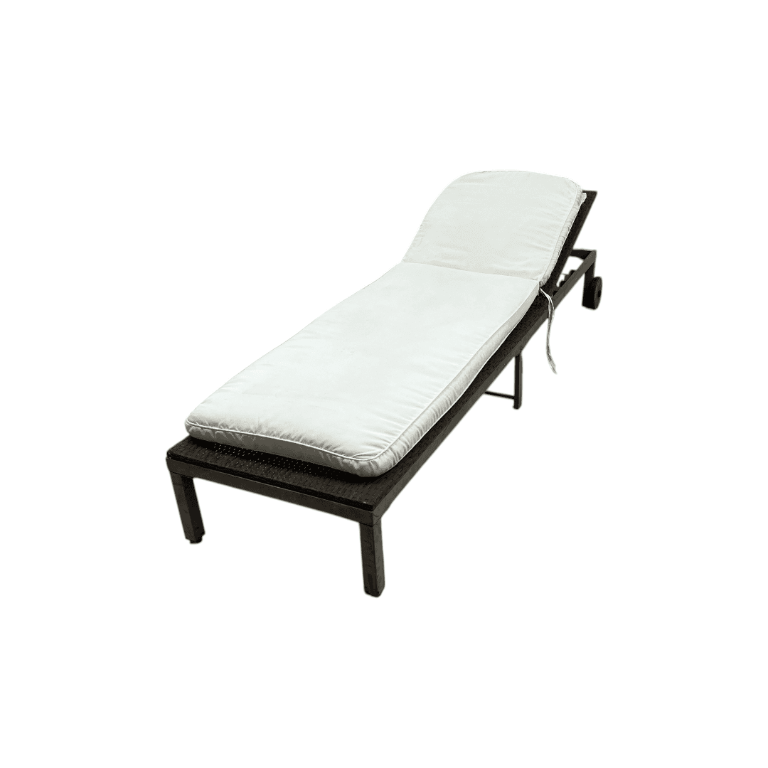 Costway Brown Back Adjustable Rattan Chair Chaise Recliner with Beige Cushions - Thumbnail 4