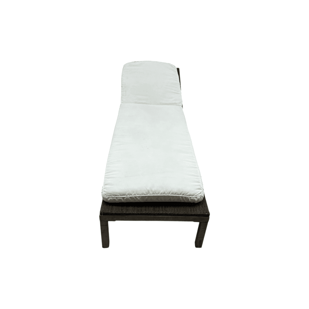 Costway Brown Back Adjustable Rattan Chair Chaise Recliner with Beige Cushions - Thumbnail 2