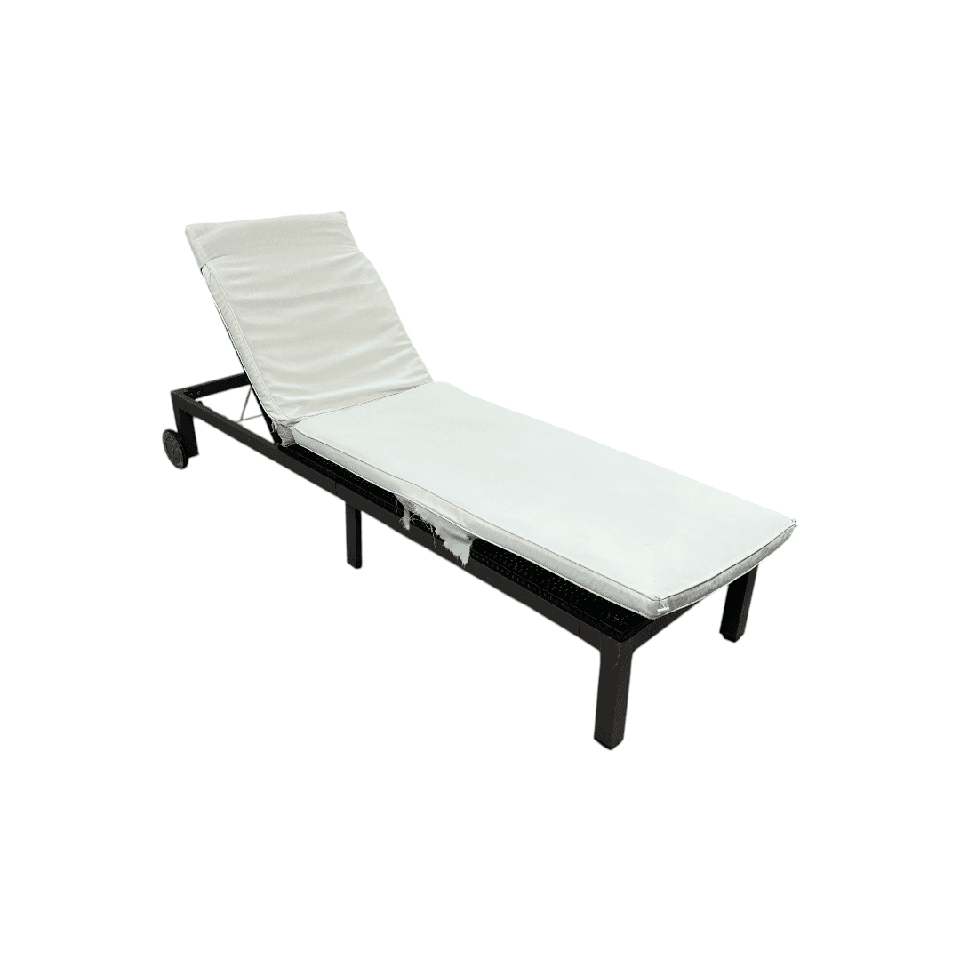 Costway Brown Back Adjustable Rattan Chair Chaise Recliner with Beige Cushions - Thumbnail 7