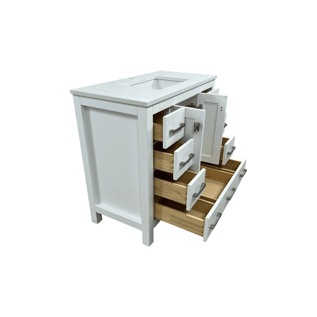 Latitude Run Ethyn Bathroom Vanity with White Carrara Countertop and Undermount Porcelain Sink - Thumbnail 17