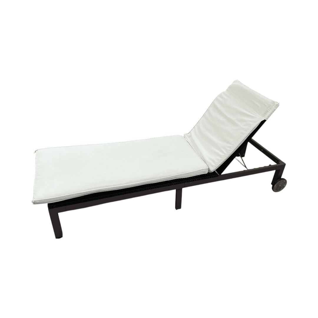 Costway Brown Back Adjustable Rattan Chair Chaise Recliner with Beige Cushions - Thumbnail 5