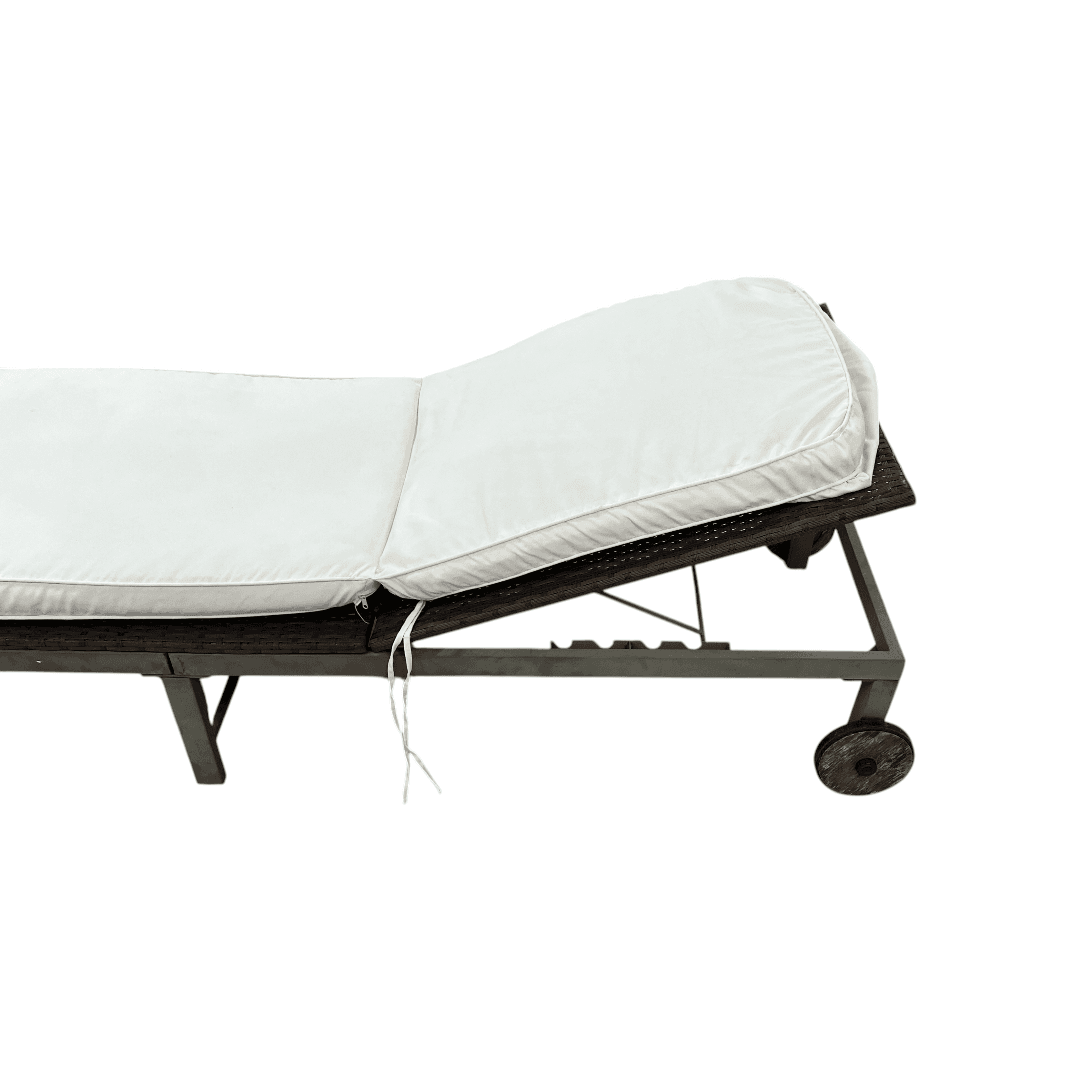 Costway Brown Back Adjustable Rattan Chair Chaise Recliner with Beige Cushions - Thumbnail 7