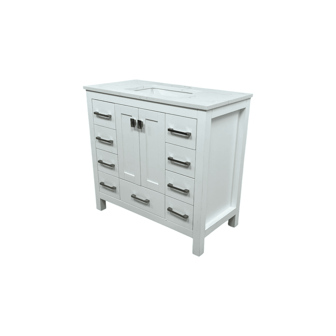 Latitude Run Ethyn Bathroom Vanity with White Carrara Countertop and Undermount Porcelain Sink - Thumbnail 4