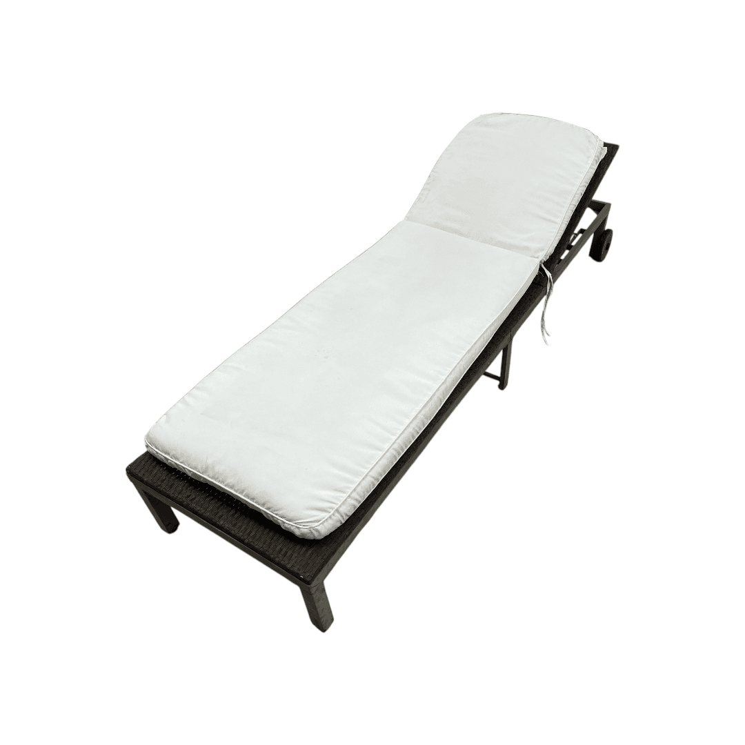 Costway Brown Back Adjustable Rattan Chair Chaise Recliner with Beige Cushions - Thumbnail 3