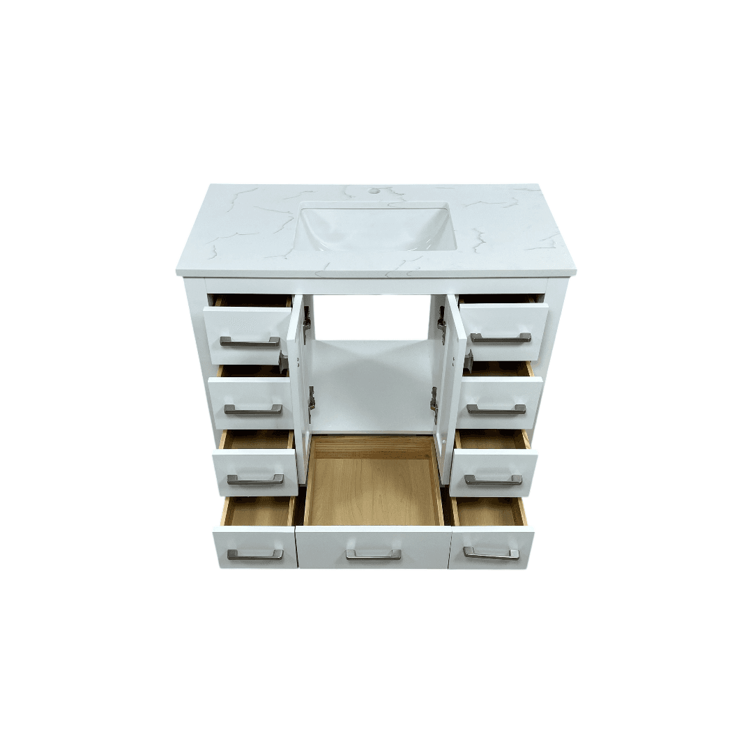 Latitude Run Ethyn Bathroom Vanity with White Carrara Countertop and Undermount Porcelain Sink - Thumbnail 12