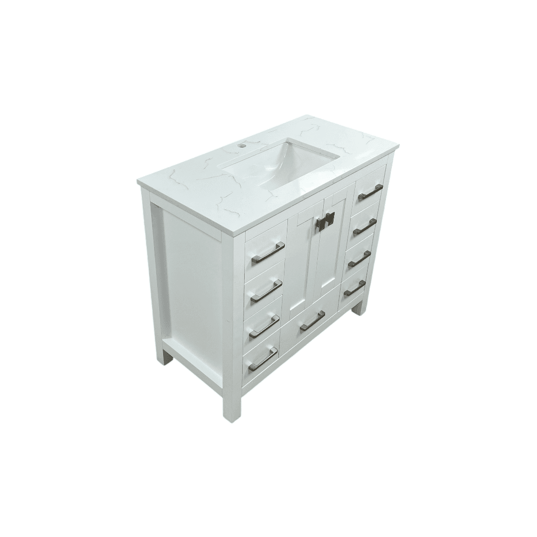 Latitude Run Ethyn Bathroom Vanity with White Carrara Countertop and Undermount Porcelain Sink - Thumbnail 5
