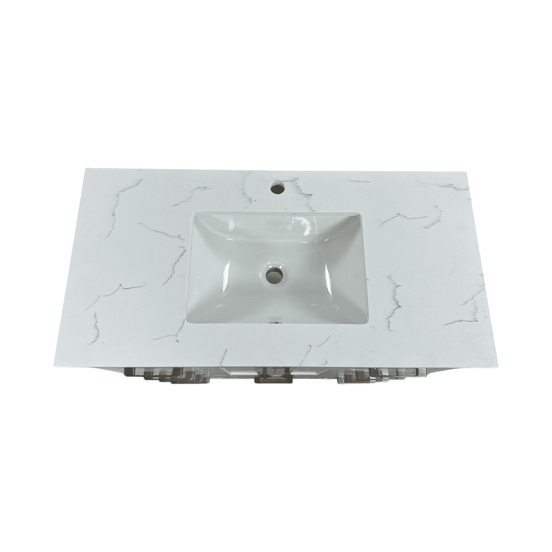 Latitude Run Ethyn Bathroom Vanity with White Carrara Countertop and Undermount Porcelain Sink - Thumbnail 11