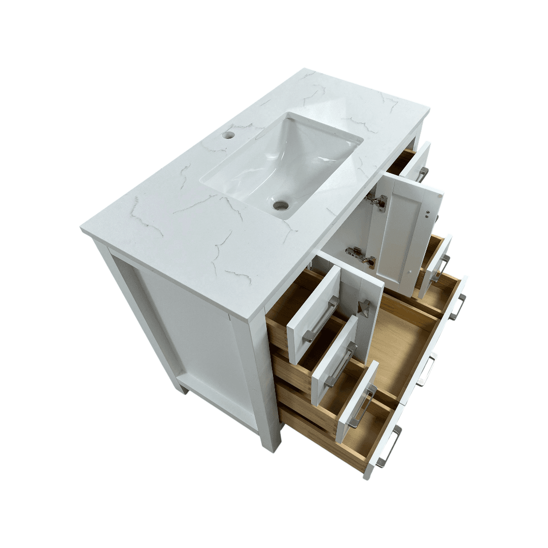 Latitude Run Ethyn Bathroom Vanity with White Carrara Countertop and Undermount Porcelain Sink - Thumbnail 19