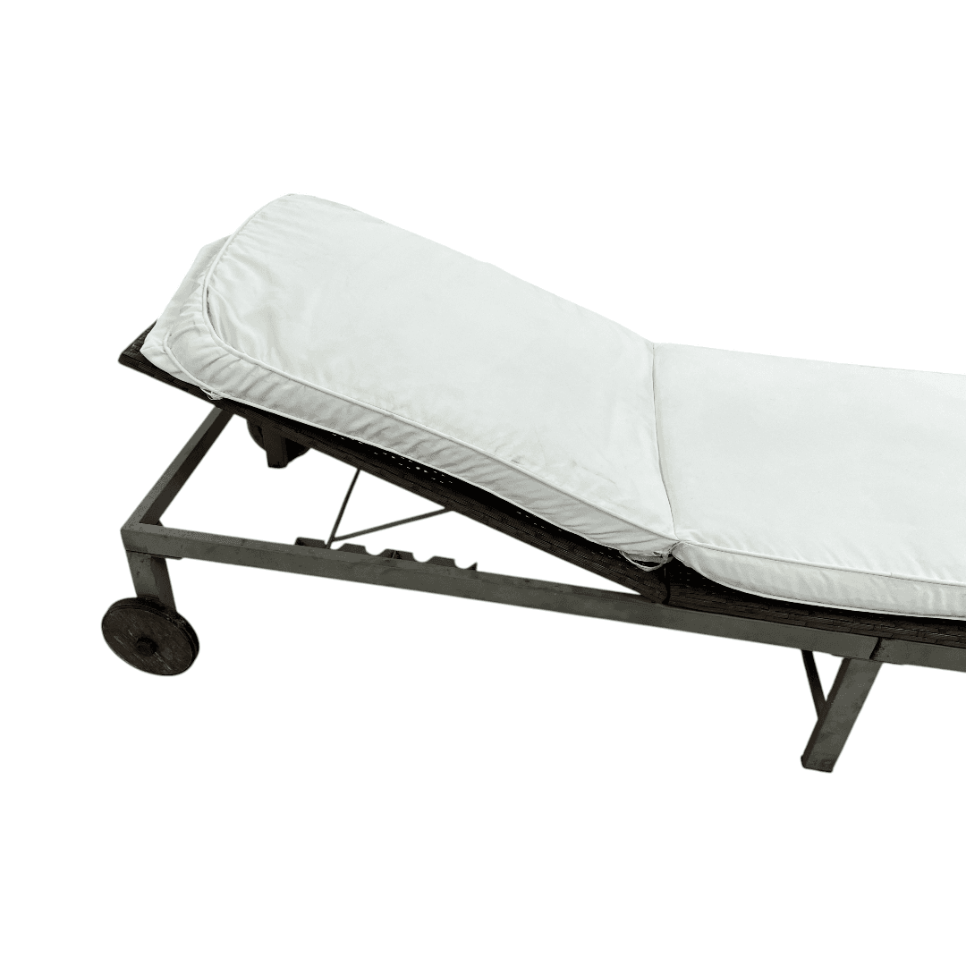 Costway Brown Back Adjustable Rattan Chair Chaise Recliner with Beige Cushions - Thumbnail 6