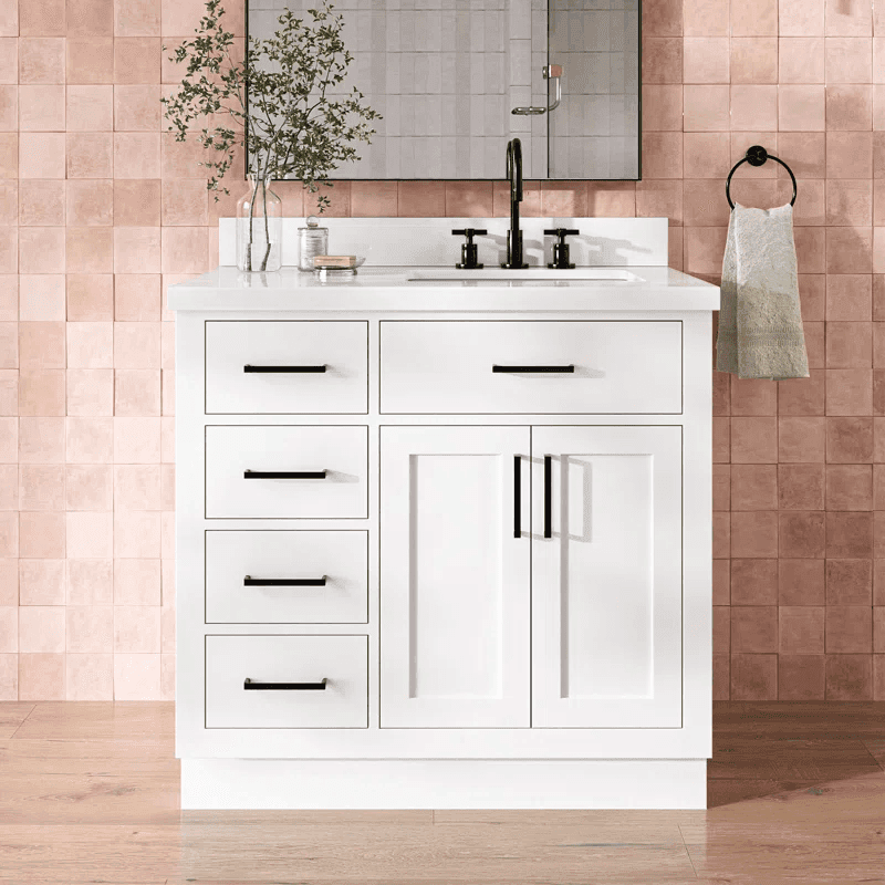 Wildon Home Tidworth Solid Wood Single Bathroom Vanity with 1.5'' Quartz Top - Image 1