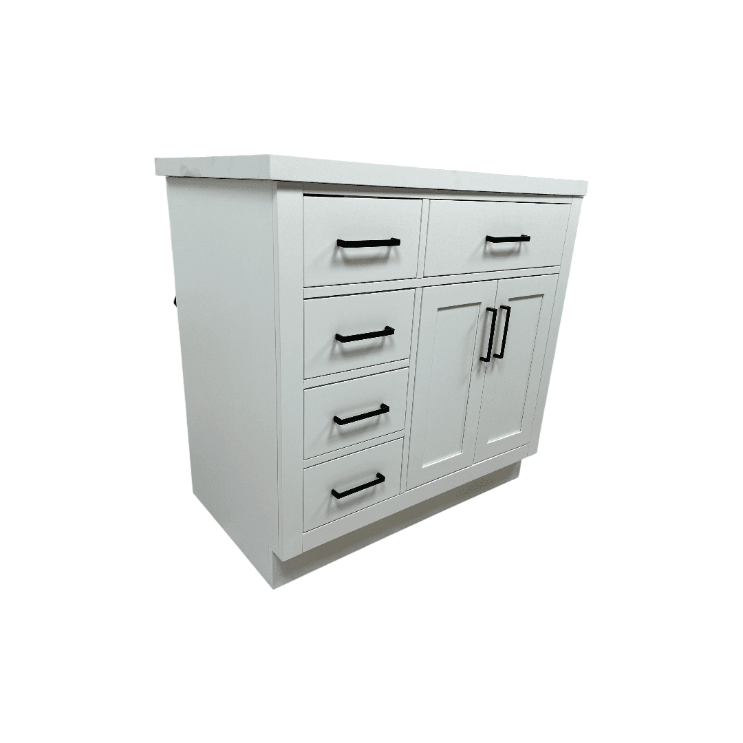 Wildon Home Tidworth Solid Wood Single Bathroom Vanity with 1.5'' Quartz Top - Thumbnail 4