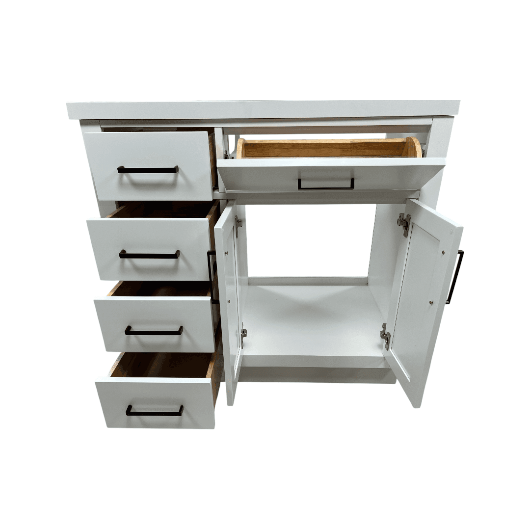 Wildon Home Tidworth Solid Wood Single Bathroom Vanity with 1.5'' Quartz Top - Thumbnail 5