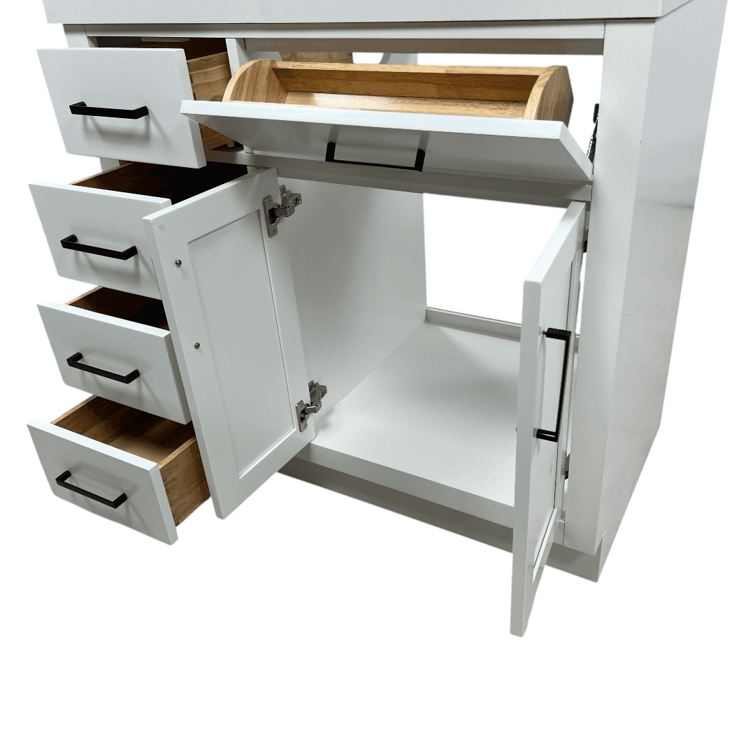 Wildon Home Tidworth Solid Wood Single Bathroom Vanity with 1.5'' Quartz Top - Thumbnail 6