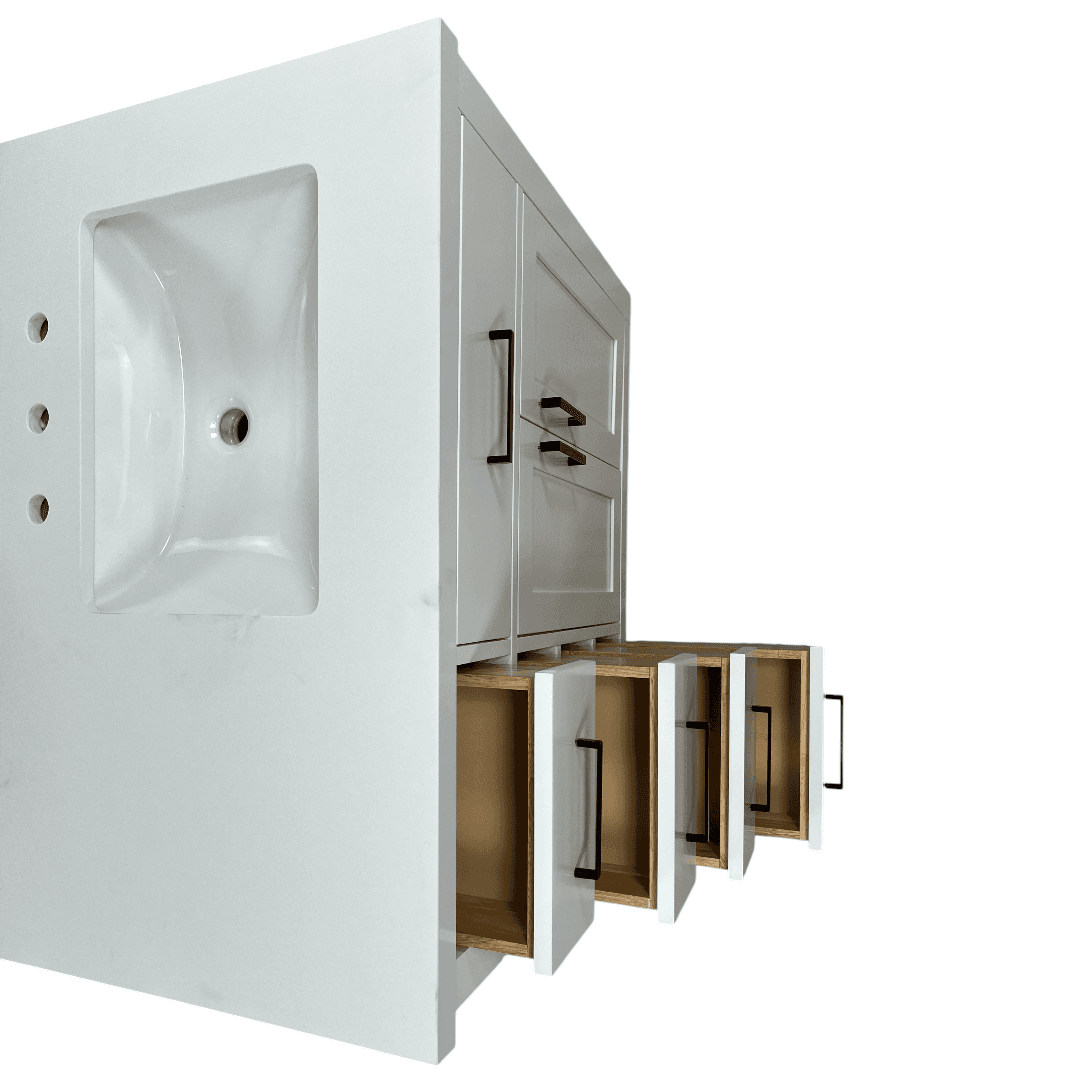 Wildon Home Tidworth Solid Wood Single Bathroom Vanity with 1.5'' Quartz Top - Thumbnail 10