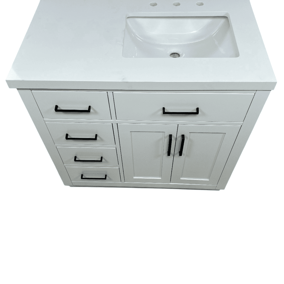Wildon Home Tidworth Solid Wood Single Bathroom Vanity with 1.5'' Quartz Top - Thumbnail 11
