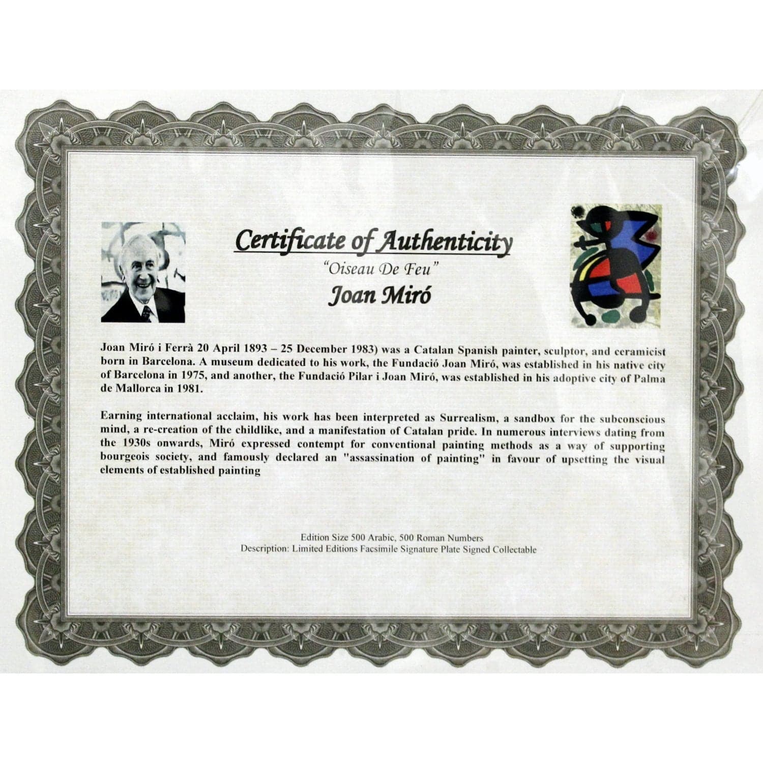 Gallery Framed Art Print 'Oiseau De Feu' By Miro - Thumbnail 3