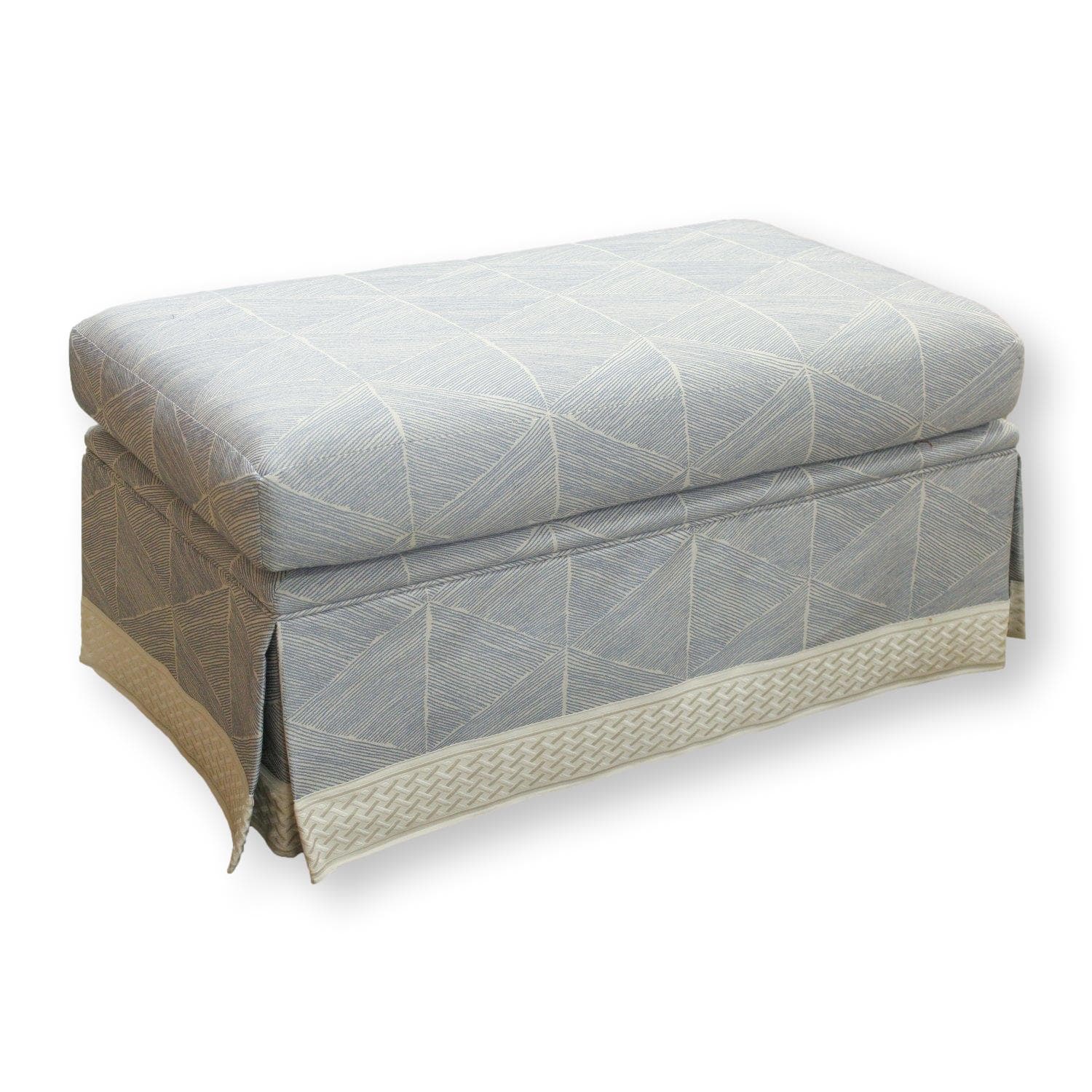 Skirted Ottoman - Blue & White - Image 1