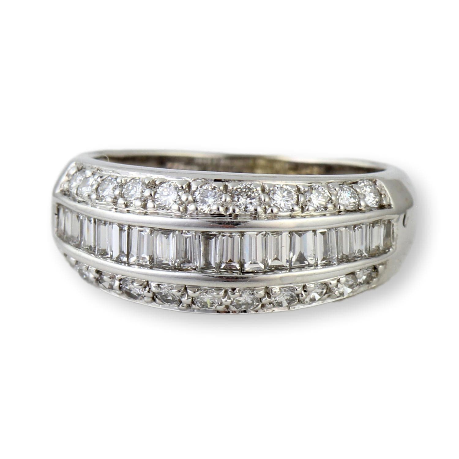 Elegant Three-Row 1 ctw Diamond Band in 14K White Gold - Size 6 - Image 1