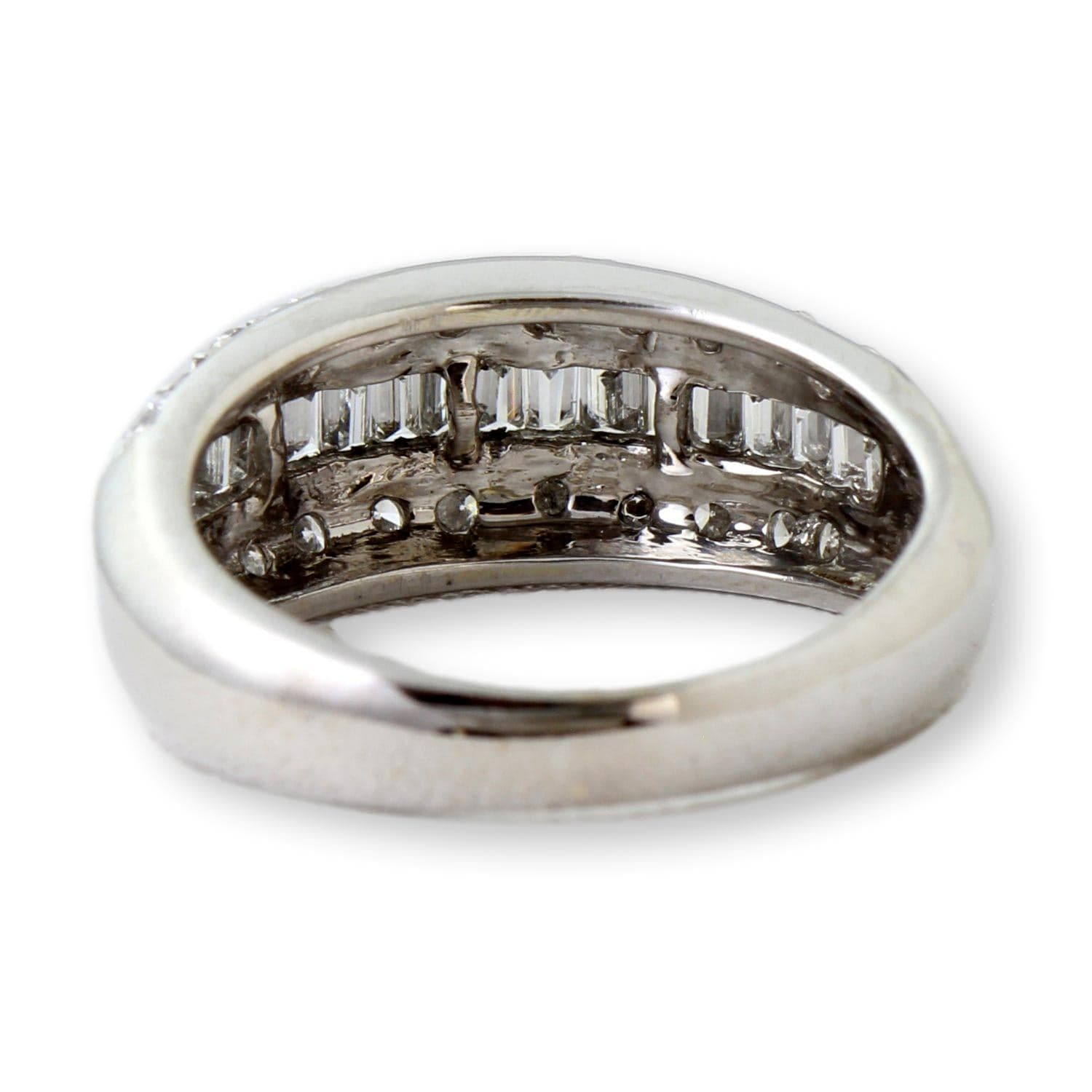 Elegant Three-Row 1 ctw Diamond Band in 14K White Gold - Size 6 - Thumbnail 3