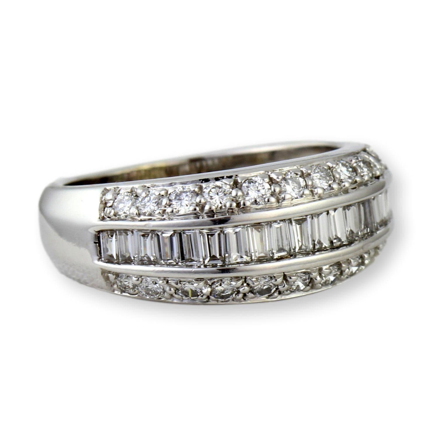 Elegant Three-Row 1 ctw Diamond Band in 14K White Gold - Size 6 - Thumbnail 2
