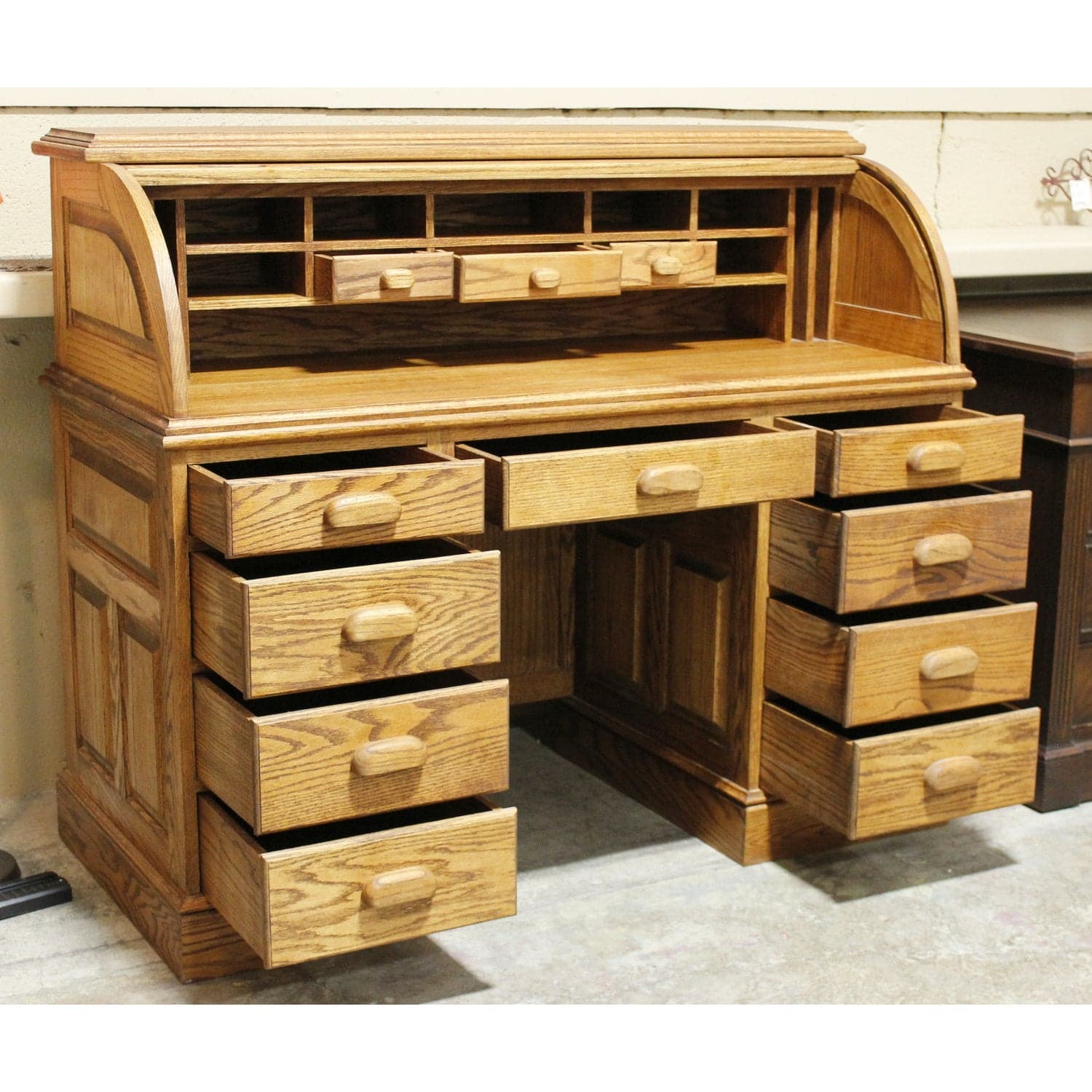Oak Rolltop Desk - Oak - Thumbnail 2