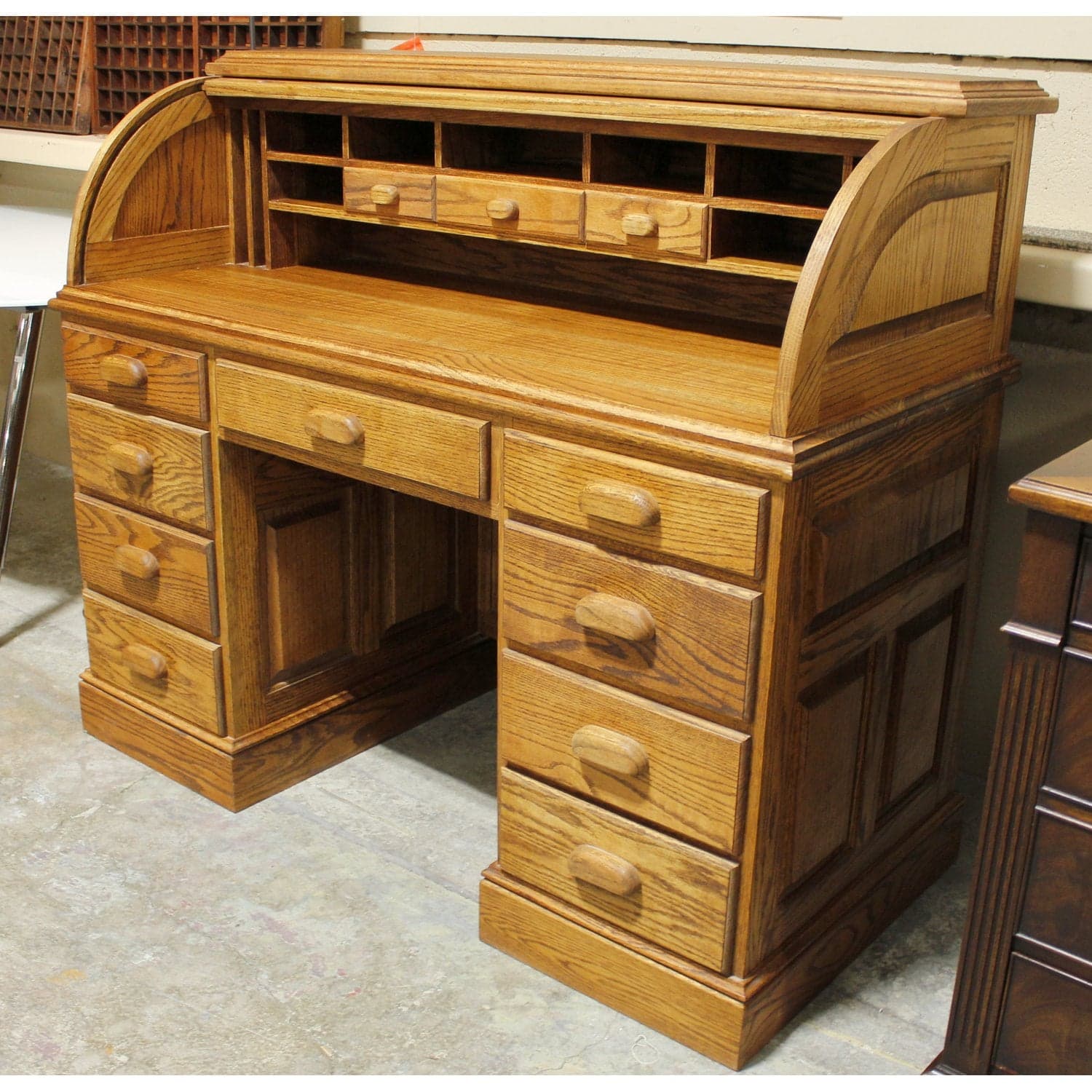 Oak Rolltop Desk - Oak - Thumbnail 5