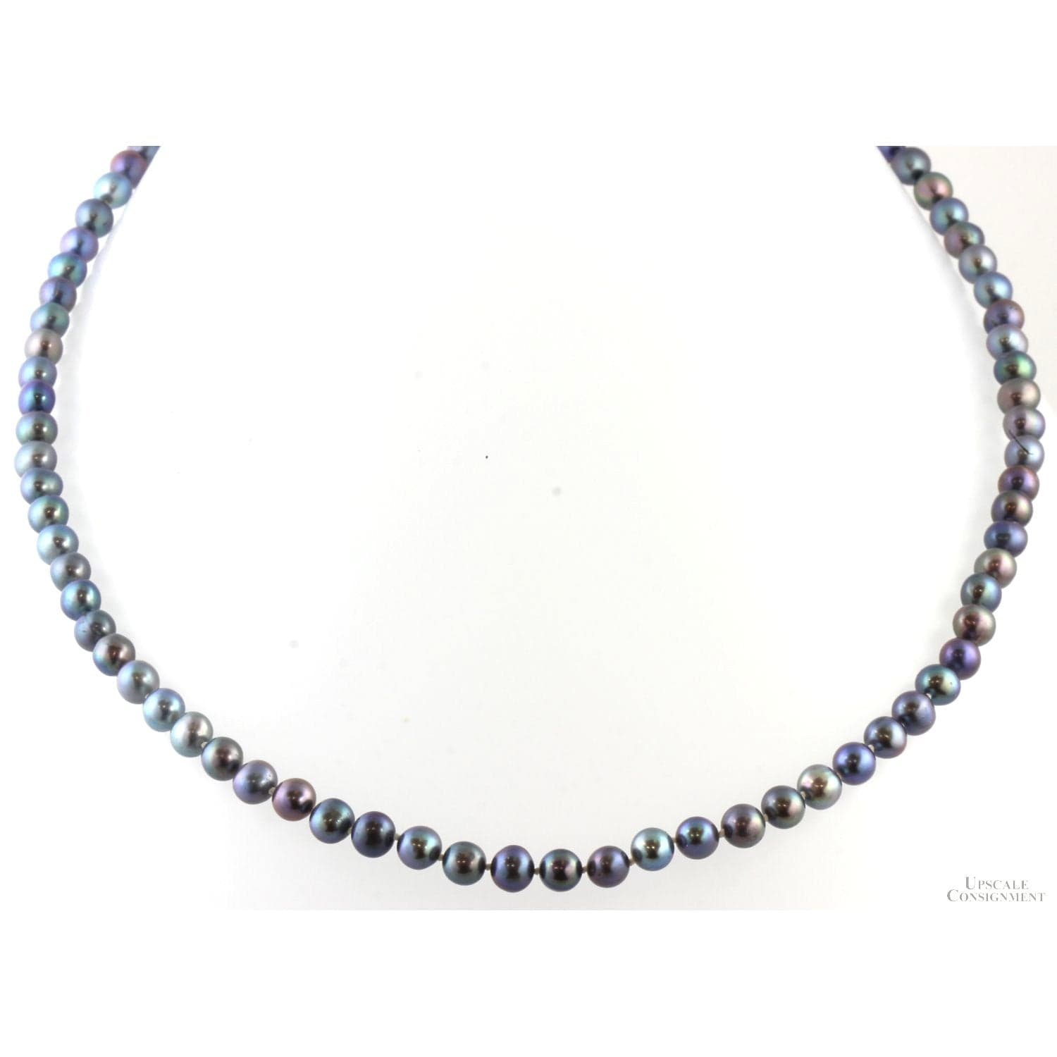 Handknotted Cultured Tahitian Pearl Necklace - 14 K Gold Clasp - 24 in - Image 1