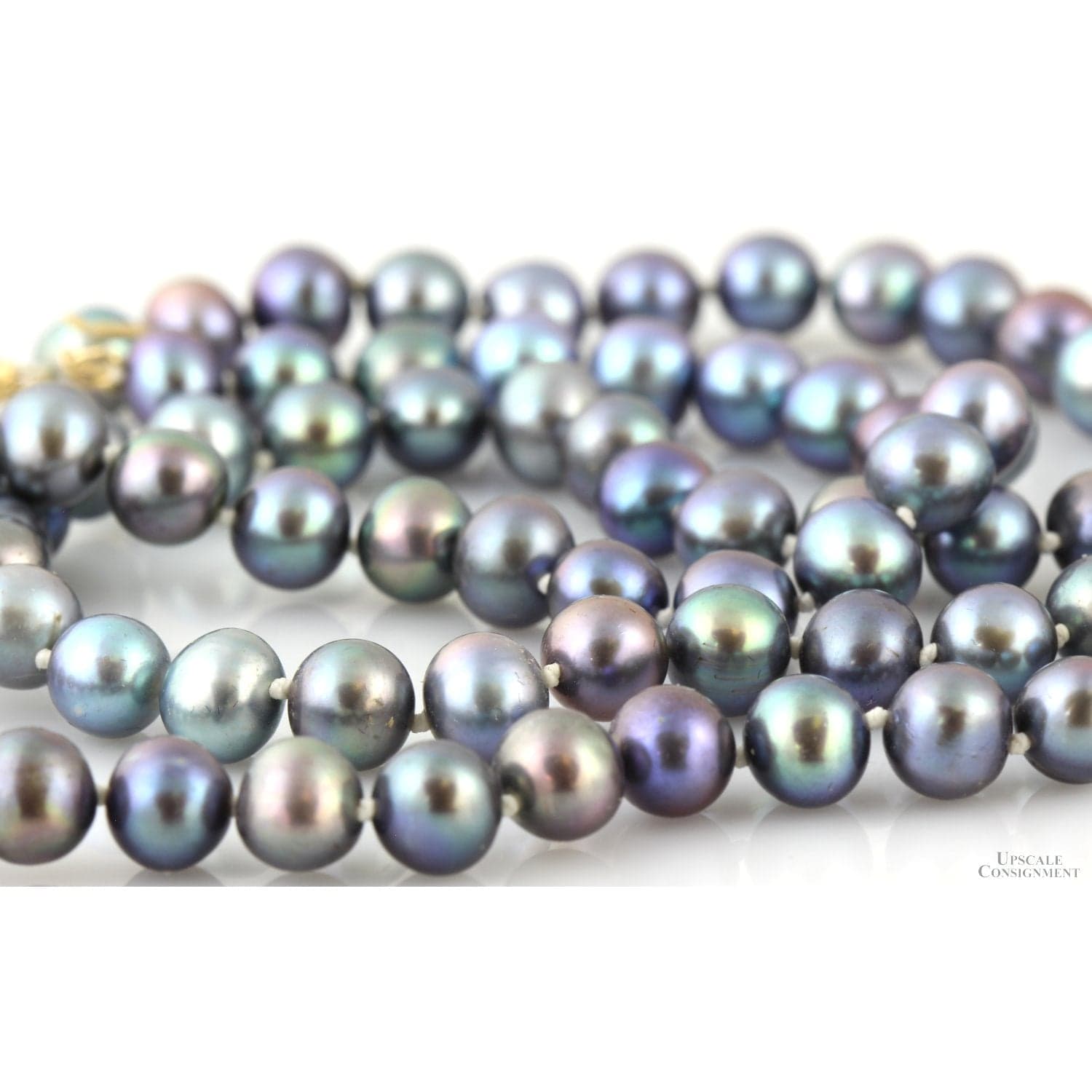 Handknotted Cultured Tahitian Pearl Necklace - 14 K Gold Clasp - 24 in - Thumbnail 3