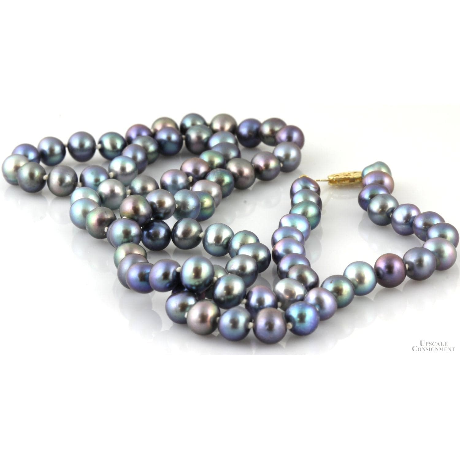 Handknotted Cultured Tahitian Pearl Necklace - 14 K Gold Clasp - 24 in - Thumbnail 2