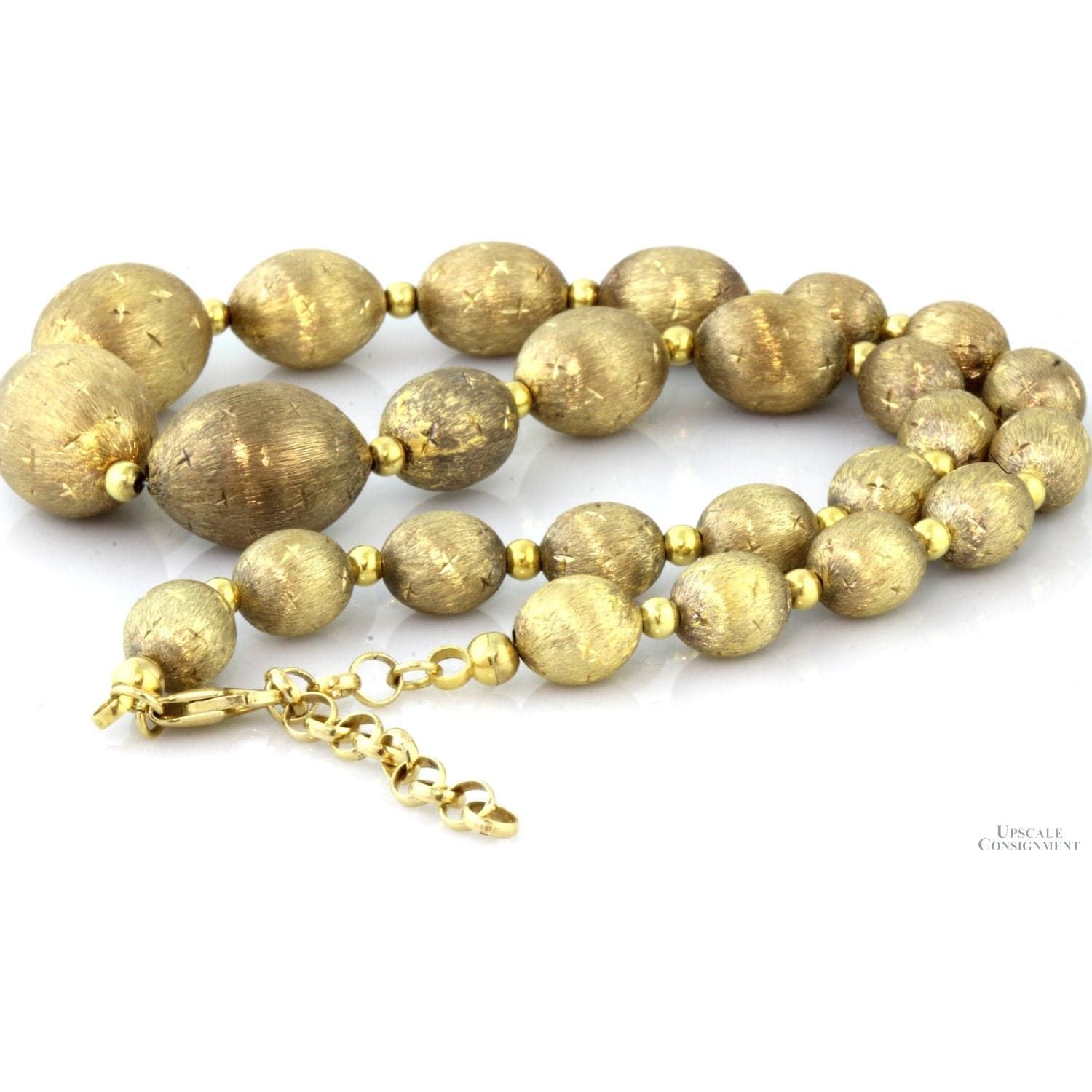 Italian Embraced Stardust Bead Necklace - 14K Gold Vermeil - 18" + 2" Extender - Thumbnail 2
