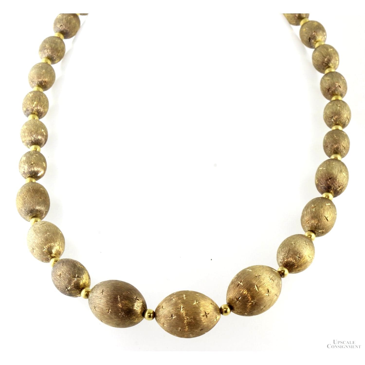 Italian Embraced Stardust Bead Necklace - 14K Gold Vermeil - 18" + 2" Extender - Image 1