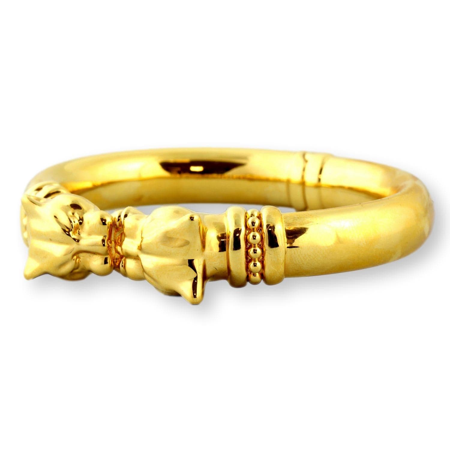 Italian Hinged Panther Bracelet - Durable 18K Gold over Resin - Size 7.5 - 8.5 - Thumbnail 2