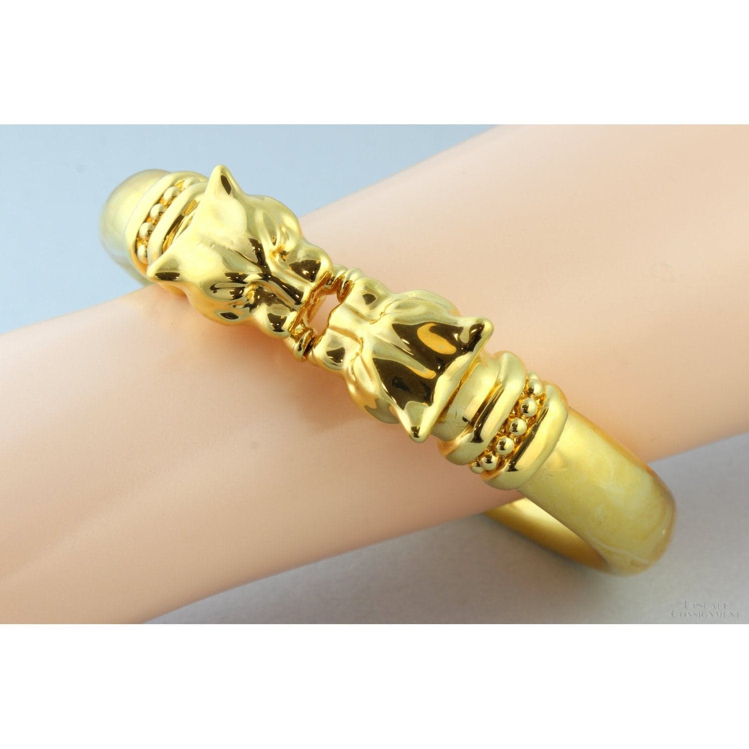 Italian Hinged Panther Bracelet - Durable 18K Gold over Resin - Size 7.5 - 8.5 - Thumbnail 4