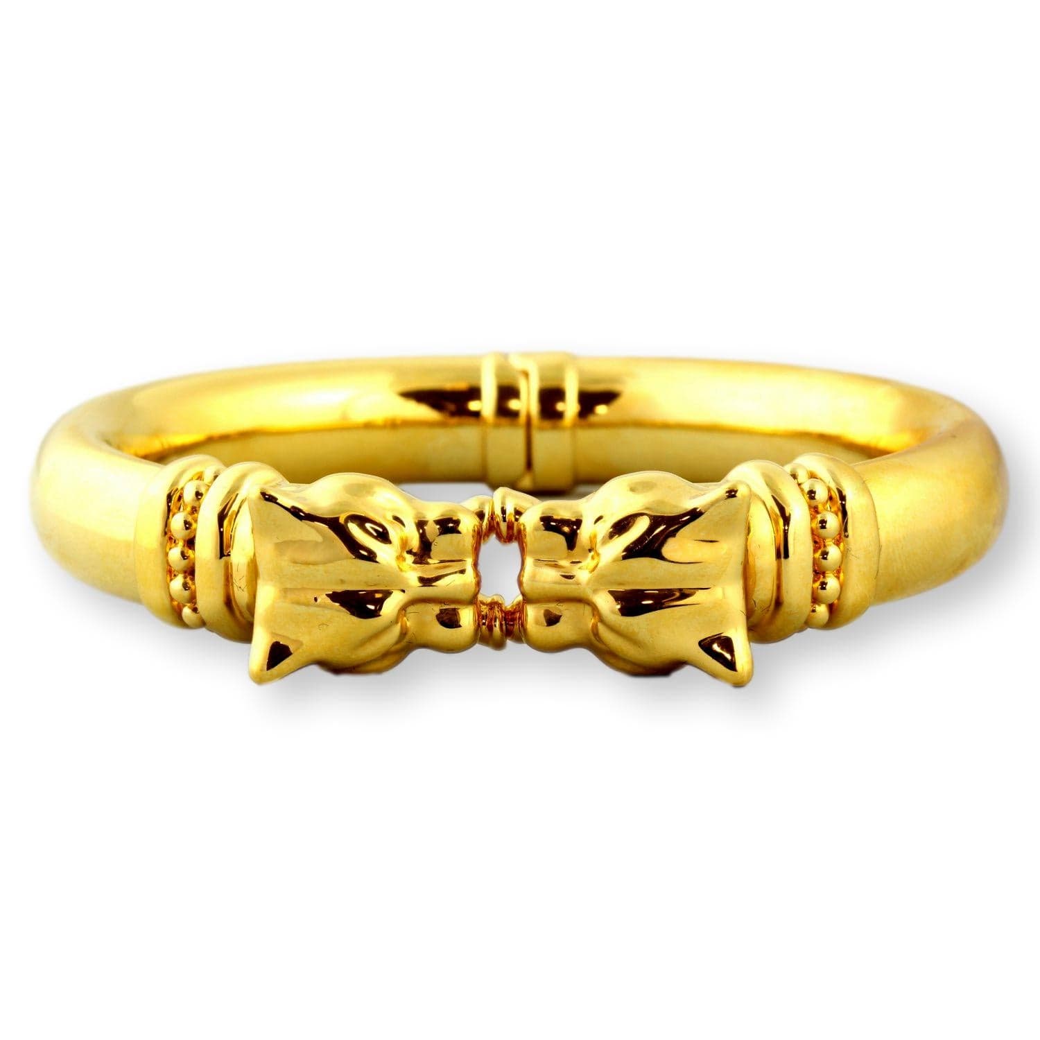 Italian Hinged Panther Bracelet - Durable 18K Gold over Resin - Size 7.5 - 8.5 - Image 1