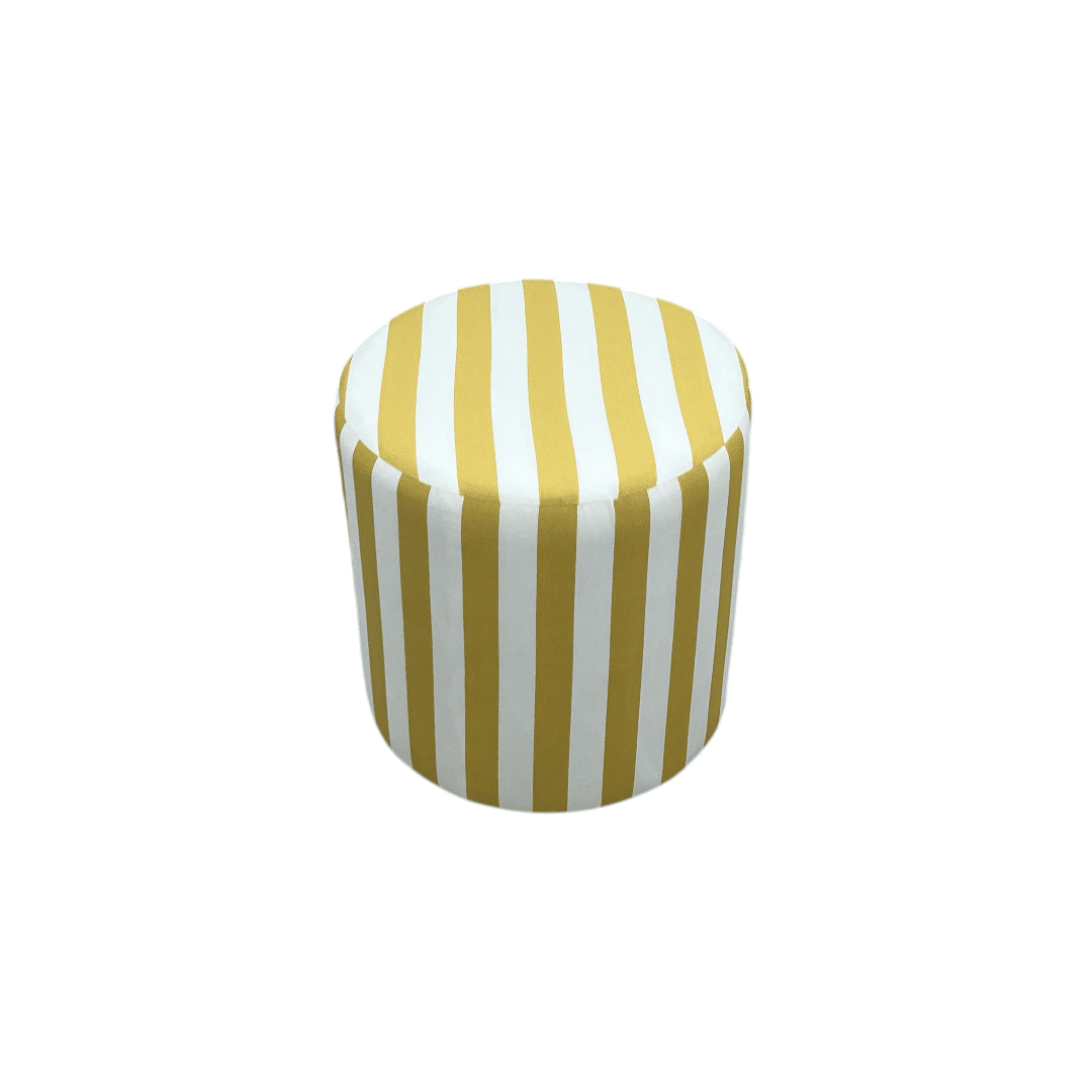The Inside Drum Ottoman - Citrine Cabana Stripe - Thumbnail 2