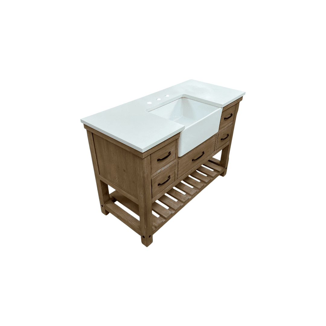 Sudio Design Wesley 48″ Weathered Natural Vanity with Ariston White Top - Thumbnail 9