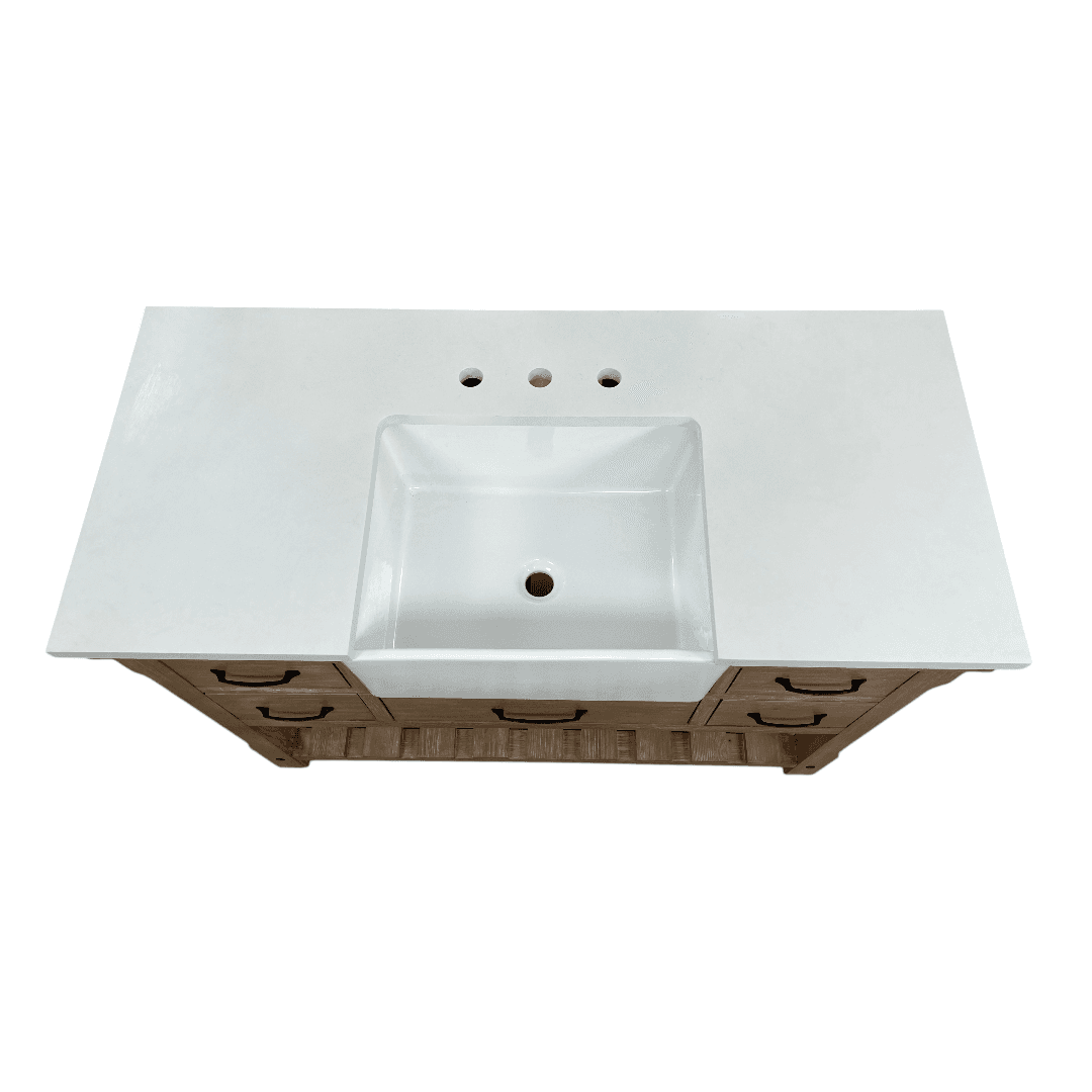 Sudio Design Wesley 48″ Weathered Natural Vanity with Ariston White Top - Thumbnail 11