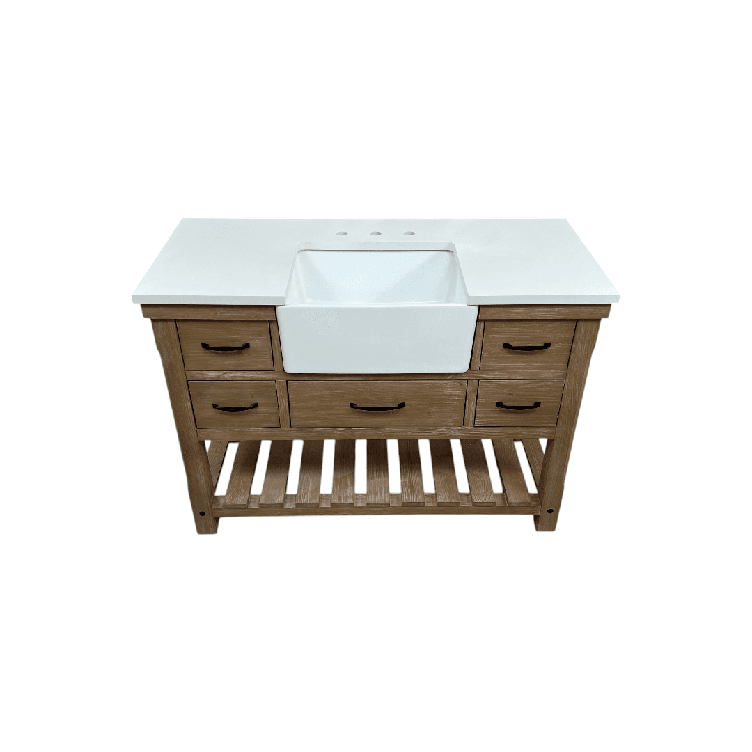 Sudio Design Wesley 48″ Weathered Natural Vanity with Ariston White Top - Thumbnail 2