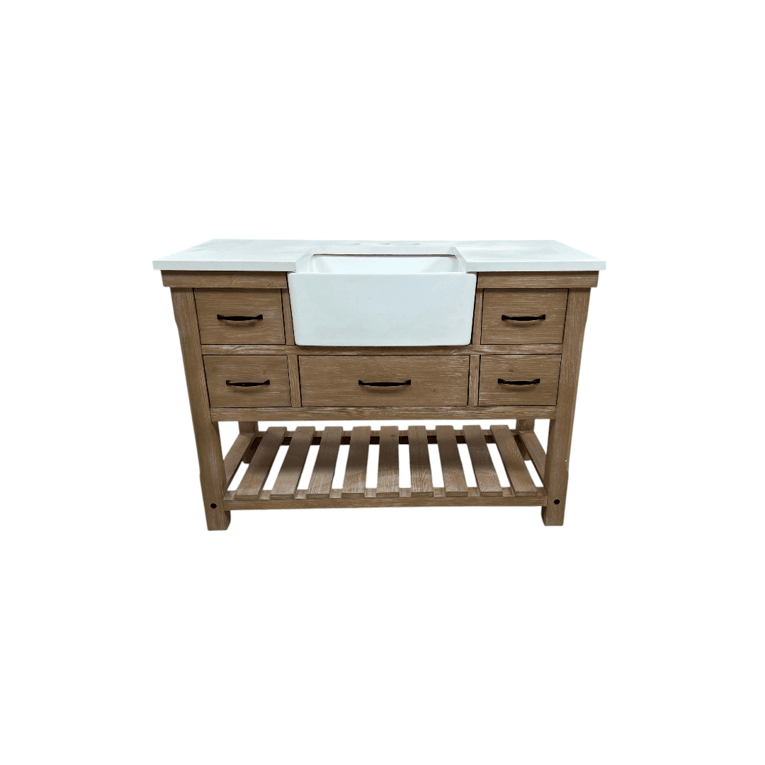 Sudio Design Wesley 48″ Weathered Natural Vanity with Ariston White Top - Thumbnail 4