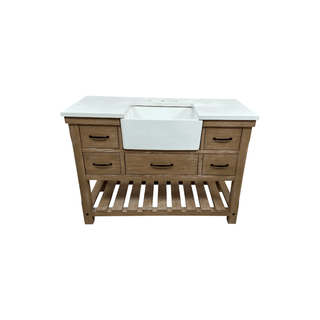 Sudio Design Wesley 48″ Weathered Natural Vanity with Ariston White Top - Thumbnail 3