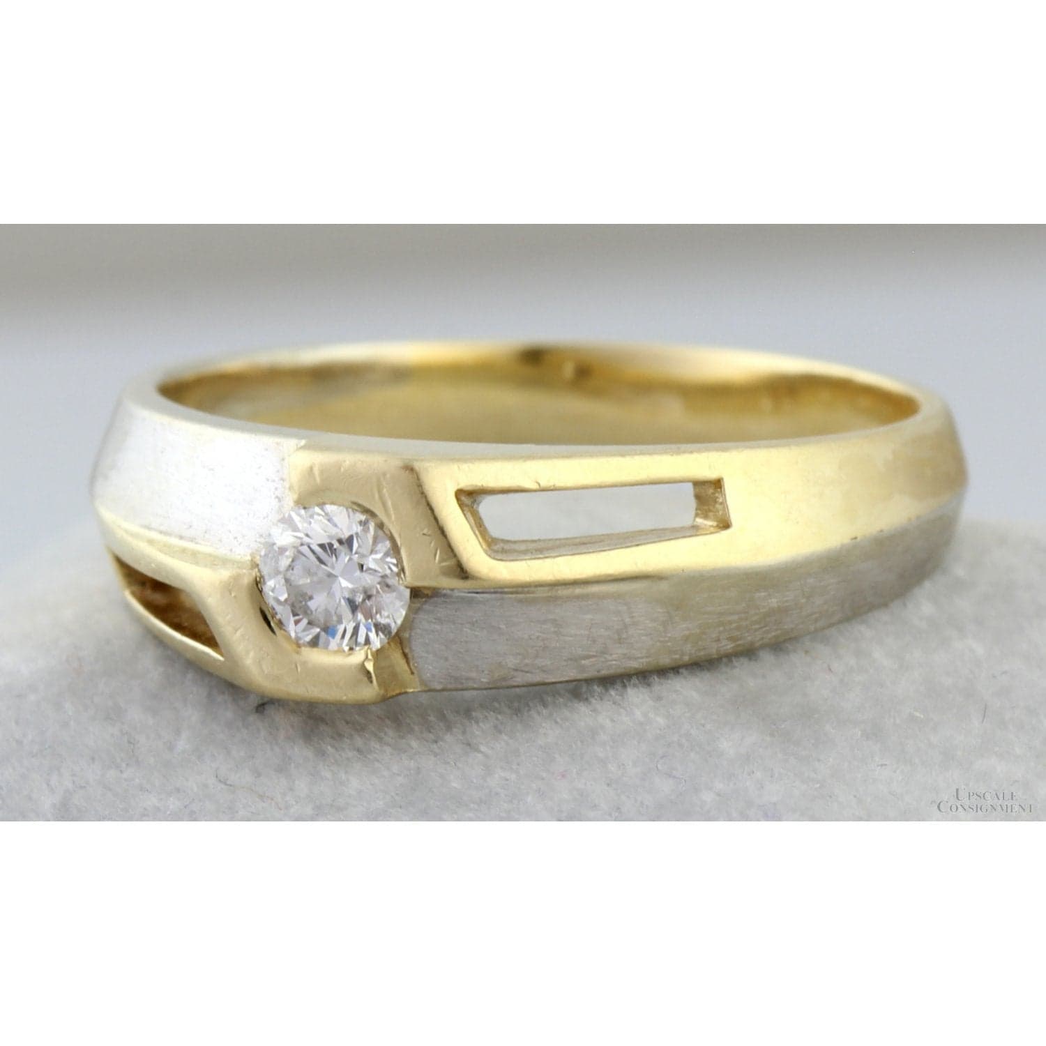 14K Two-Tone Gold Men’s .50 ctw Diamond Band – Sculptural Design - Size 12.75 - Image 1