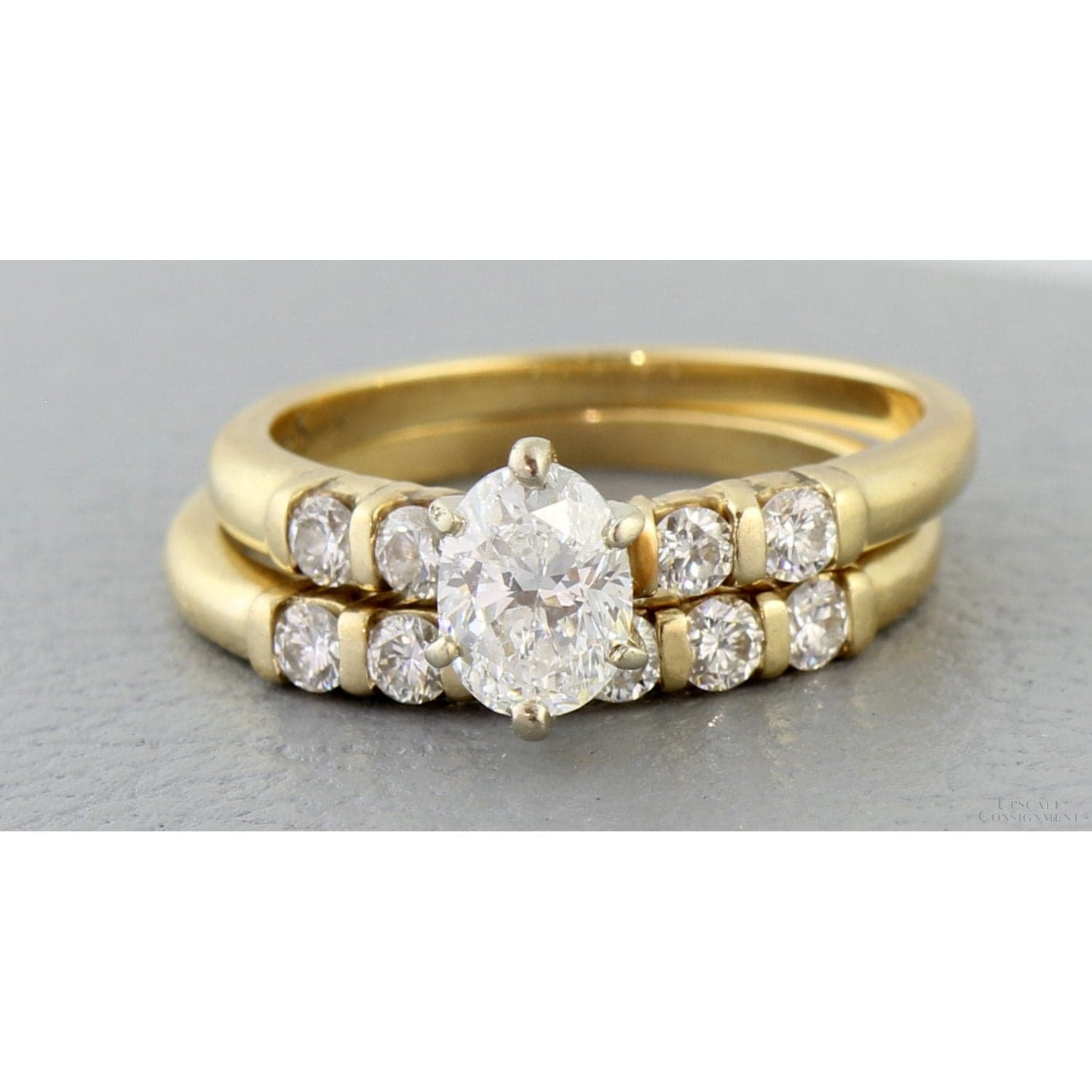 14K Gold Oval Diamond Engagement Ring & Wedding Band Set – Approx. 1.15 CTW - Size 6.25 - Image 1