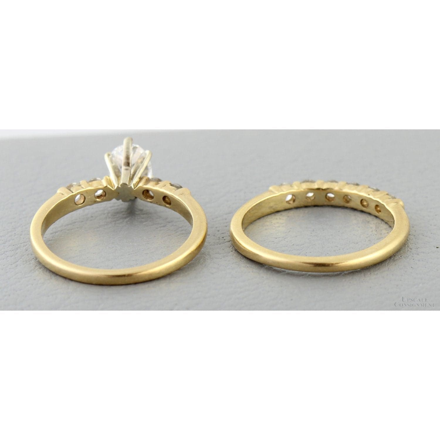 14K Gold Oval Diamond Engagement Ring & Wedding Band Set – Approx. 1.15 CTW - Size 6.25 - Thumbnail 4