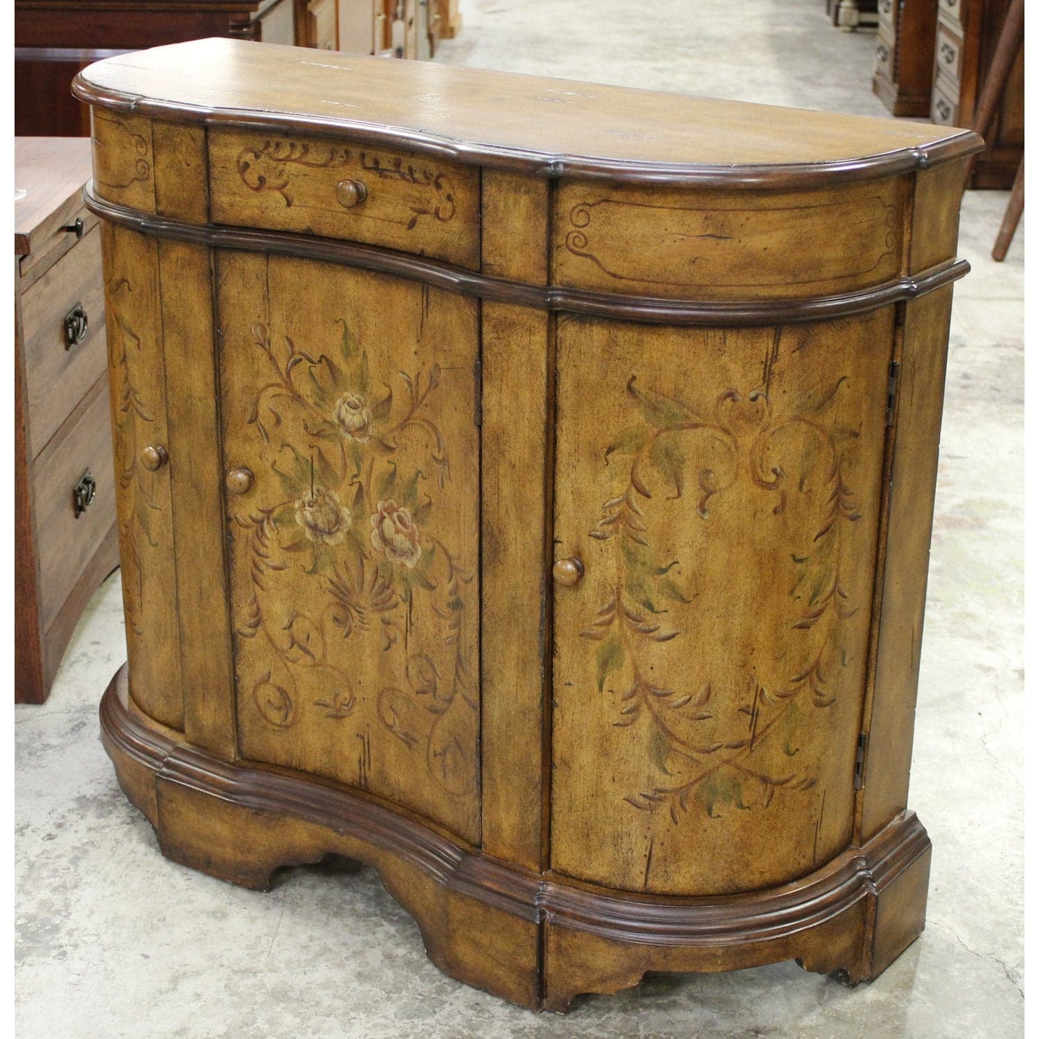 Handpainted Curved Cabinet - Gold - Thumbnail 4