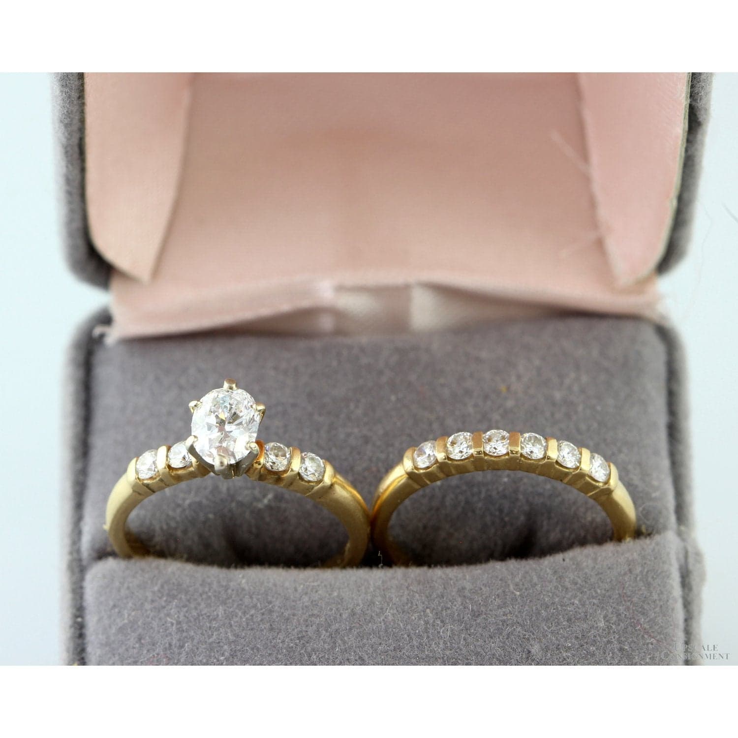 14K Gold Oval Diamond Engagement Ring & Wedding Band Set – Approx. 1.15 CTW - Size 6.25 - Thumbnail 3