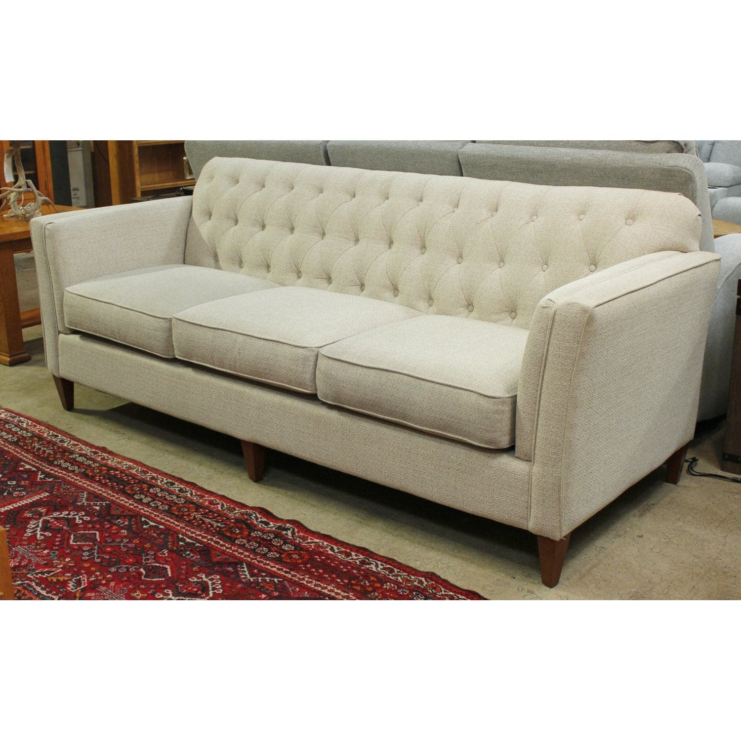 La-Z-Boy Oatmeal Tufted Sofa - Oatmeal - Thumbnail 3