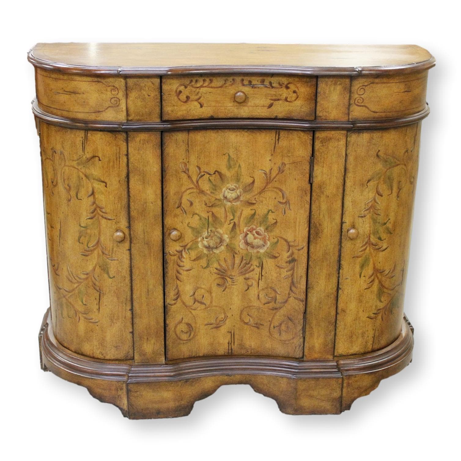 Handpainted Curved Cabinet - Gold - Image 1
